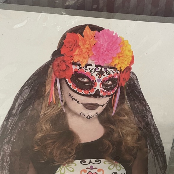 Day Of The Dead Women’s Halloween Veil Costume Accessory NWT - Picture 8 of 9